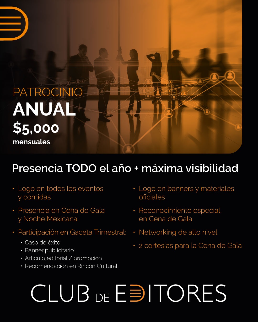 Patrocinio Anual — $5,000 mensuales
